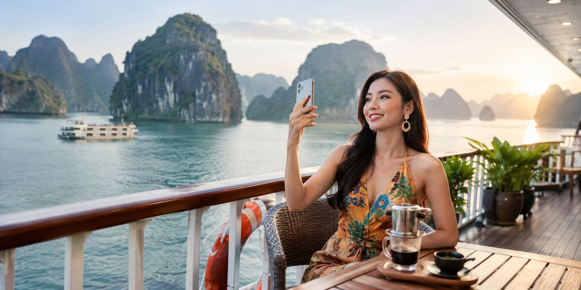 Người dùng truy cập ứng dụng cá cược 2faa trên điện thoại tại Vịnh Hạ Long